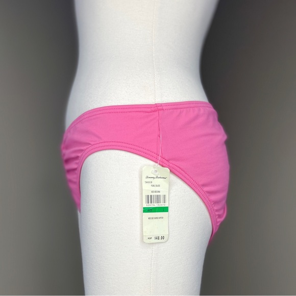 Tommy Bahama Pink Hipster Bikini Bottom Size L 12 Shirred Gathered Solid Basic - Picture 3 of 8